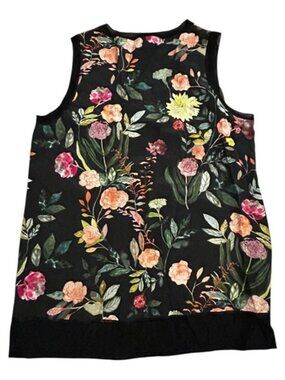 Theory Black Floral Sleeveless Blouse